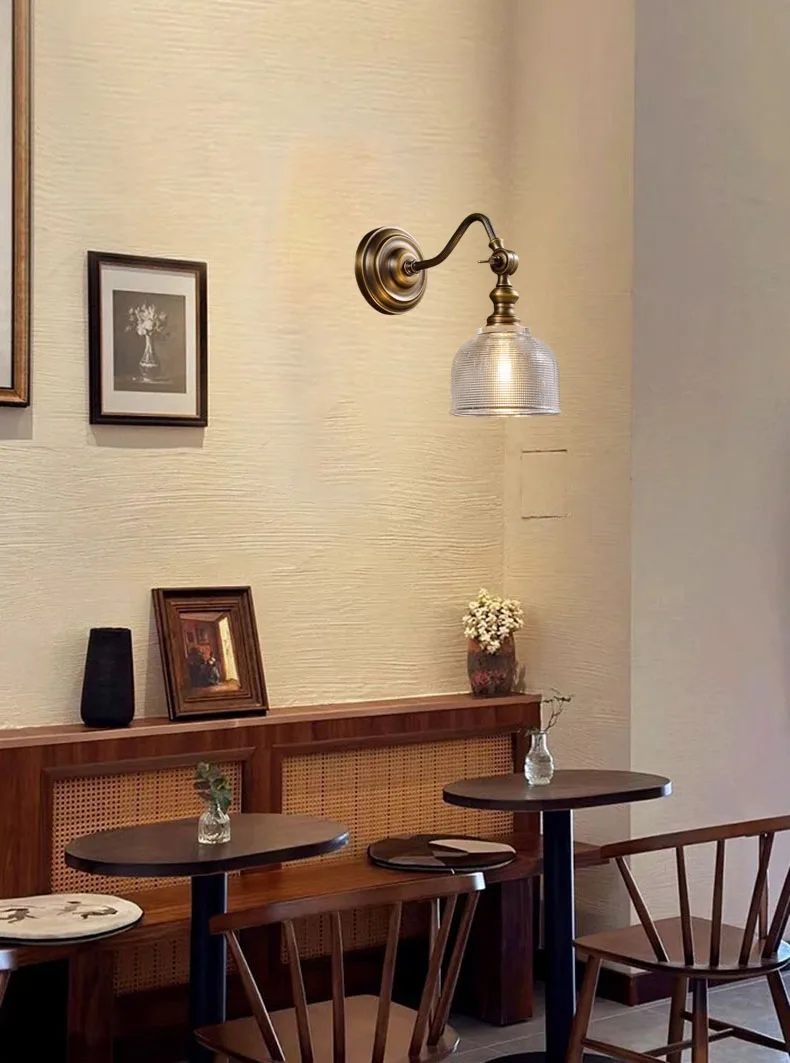 Old Copper Wall Lamp Clear Glass Indoor