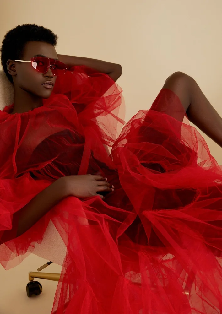 Boho galajurken geplooid donkerrood doorzichtige lange feestjurken gegolfde tule A-lijn maxi-jurk enkellengte