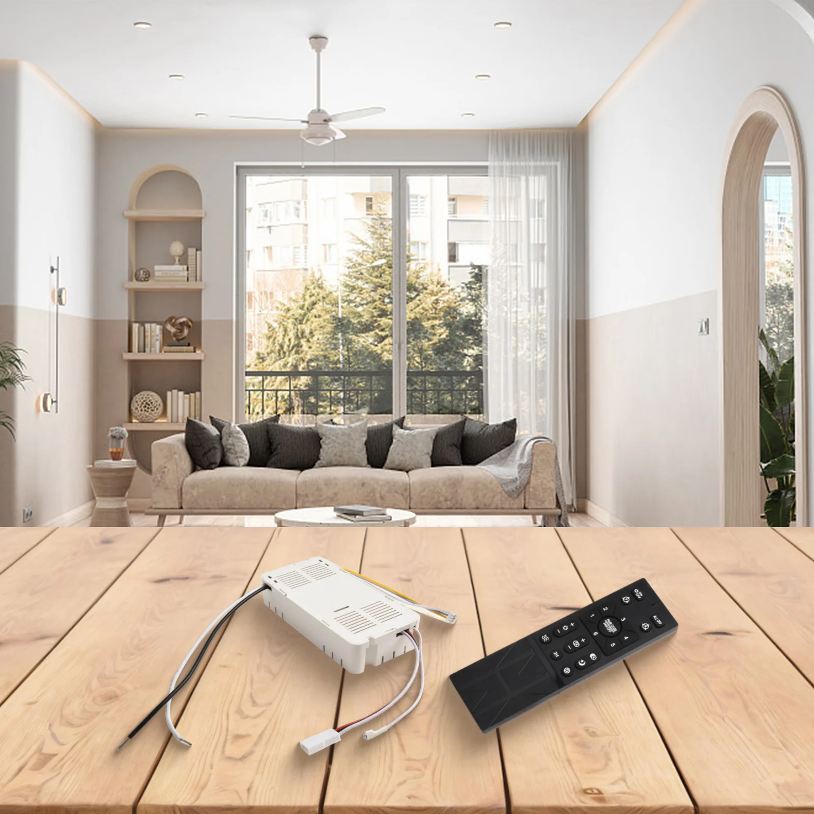 Ceiling Fan Light Remote Controller with 6 Speed Levels and Variable Frequency Includes Battery Status Function