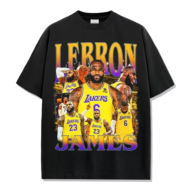 LeBron James Gradient Typography Graphic T-Shirt Oversized Crew Neck Soft Cotton Breathable Basketball Casual Outdoor Wear