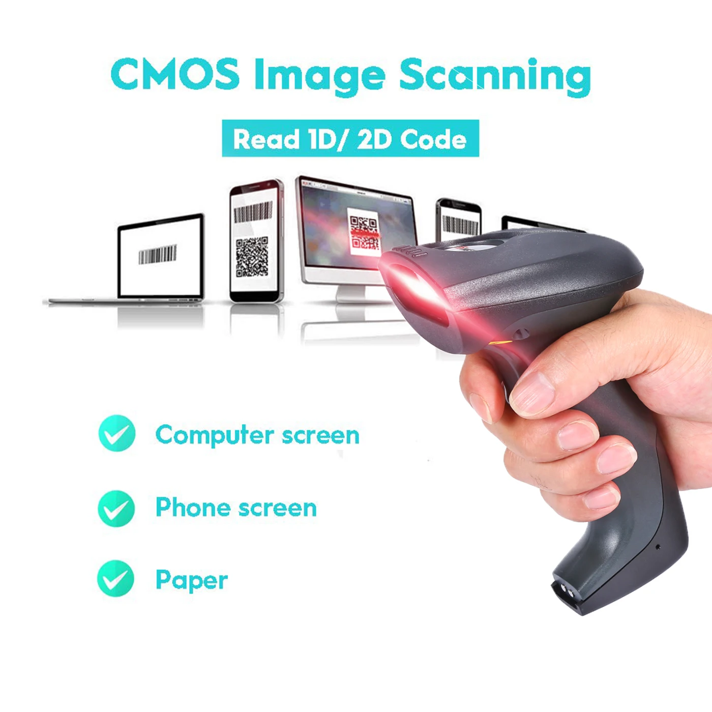 Barcode Scanner with Base Handheld 1D 2D QR Bluetooth Wireless Bar Code Reader Support Connection for Supermarket Warehouse