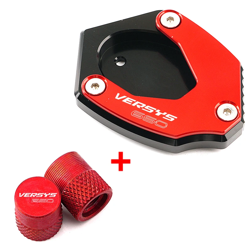 For kawasaki versys650 Versys 650 VERSYS 650 2010-2025+ Motorcycle Side Stand Enlarged Plate Kickstand & Tire Valve Caps