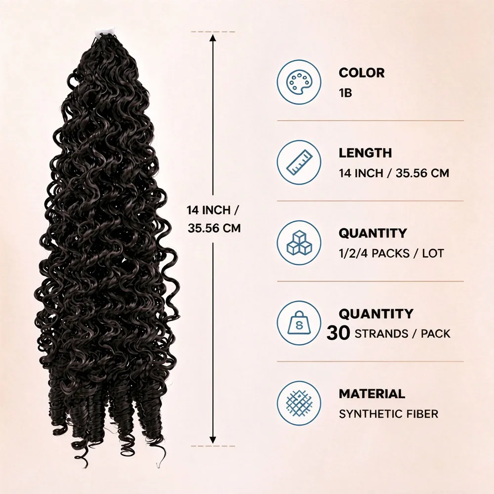 14 Inch Burmese Curly Feather Crochet Hair Synthetic Pre-Separated Knot-Free Crochet Braids 30-120 Strands Invisible Spiral Curls Hair Extensions for Women Braids Dreadlocks