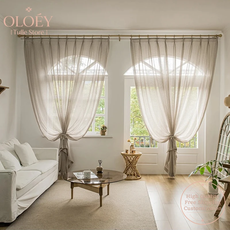

Japanese Style Tulle Sheer Curtains for Living Room Window Voile Bedroom Finished Drapes Voilage Rideaux Home Decor Custom Size