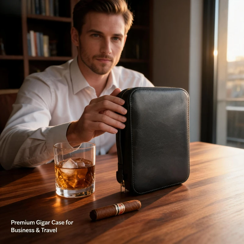 Gadgets Real Genuine Leather Cigar Case Travel Cigar Humidor Box Portable Humidor Bag Cigar Box Fit 5 Cigars