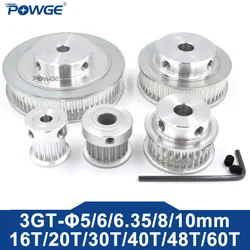 POWGE 16 20 30 40 48 60 Teeth 3MGT 3GT Timing Pulley Bore 5/6/6.35/8/10mm for Belt Width 6/9/15mm 16T 20T 30T 40T 48T 60T