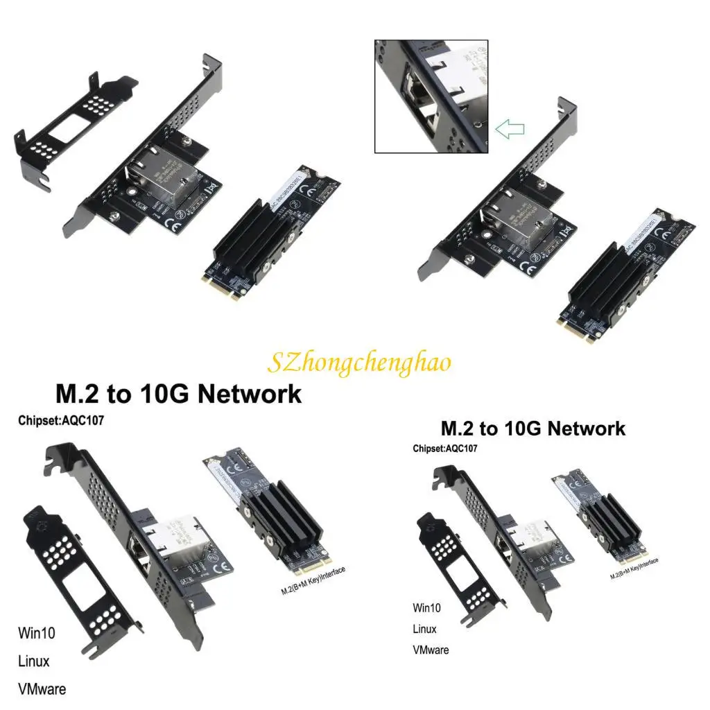 

M.2(B+M-Key) to RJ45 Port 10G Gigabits Card 10G/2.5/1000M Adapter Card 601D