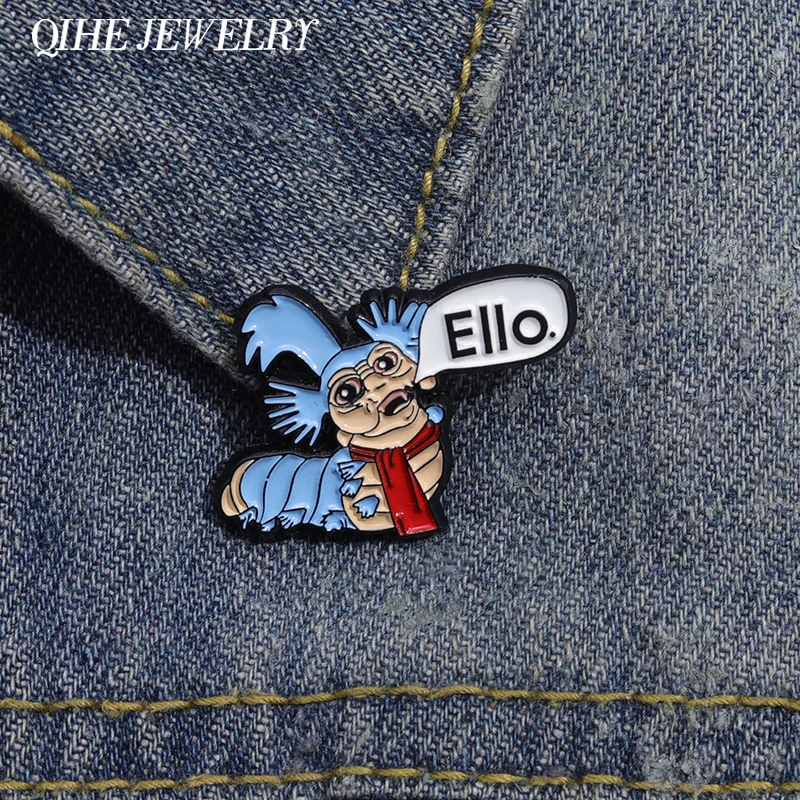 Cartoon Labyrinth Ello Worm Brooch Enamel Pin Creative Retro Film Inspired Badge Lapel Bag Accessory Jewelry Gift For Friends