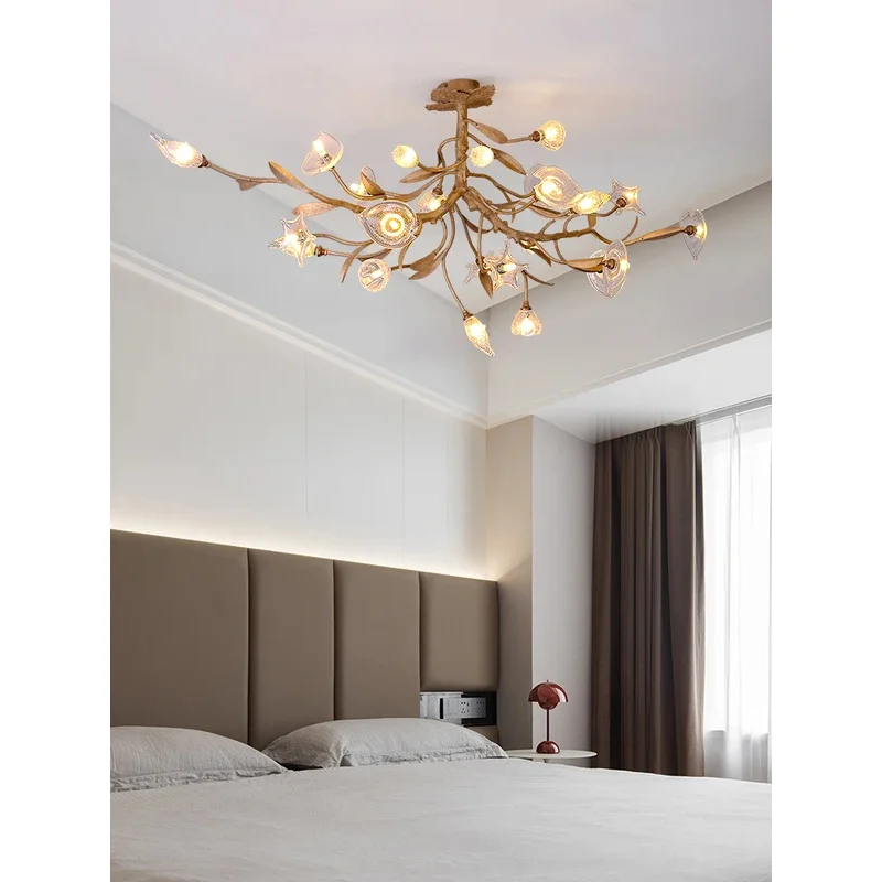 Postmodern Living Room Chandelier Villa Crystal Dining Room Lamp Copper Study Tea Room Bar Table Flower Chandelier