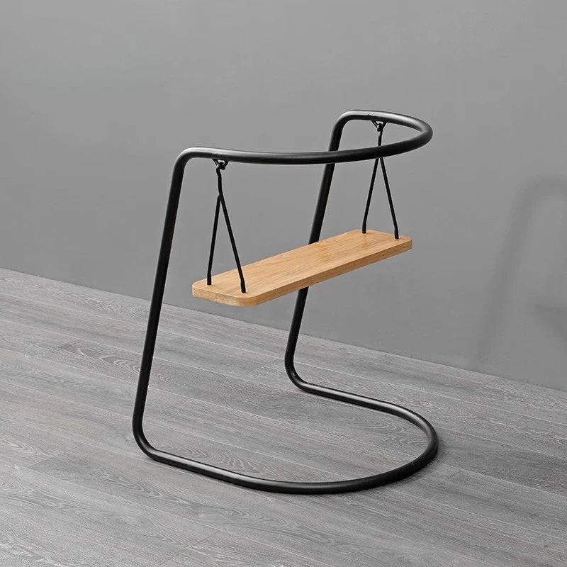 

Nordic retro wrought iron oak small swing chair, balcony leisure rocking chair