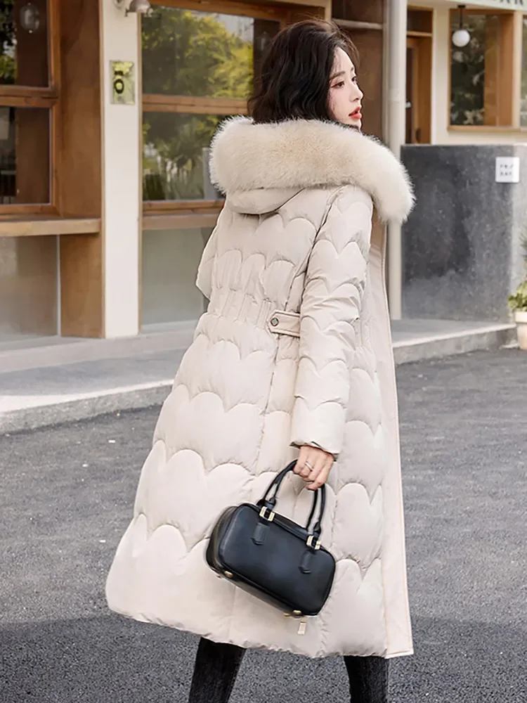 Vielleicht nuovo 2024 caldo spesso lungo parka inverno donna piumino elegante pelliccia invernale con cappuccio abbigliamento donna cappotto imbottito in cotone