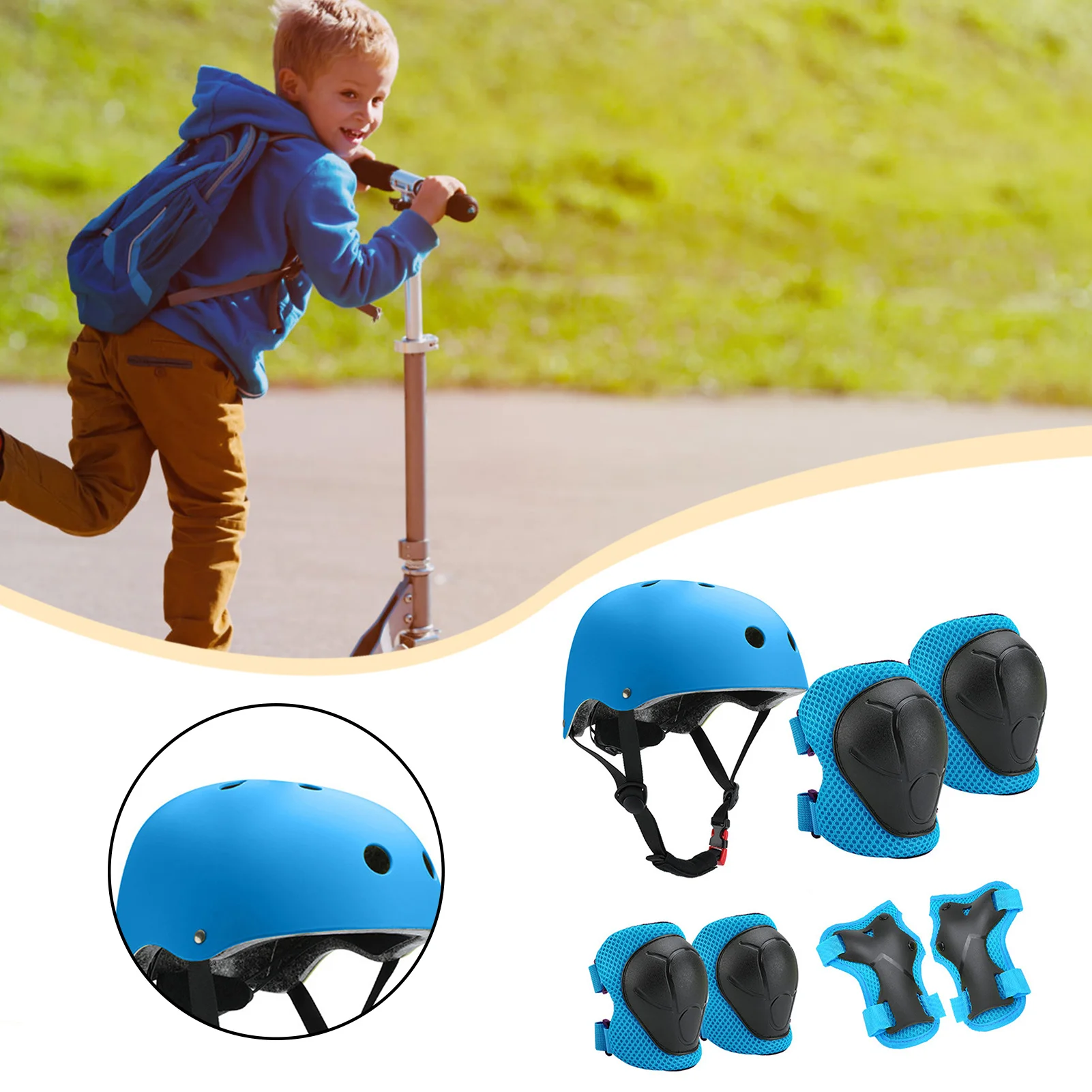 7PCS Skating Safety Guard Set for Kids Adjustable Buckle Full Cover  Set for Birthday Christmas Gift