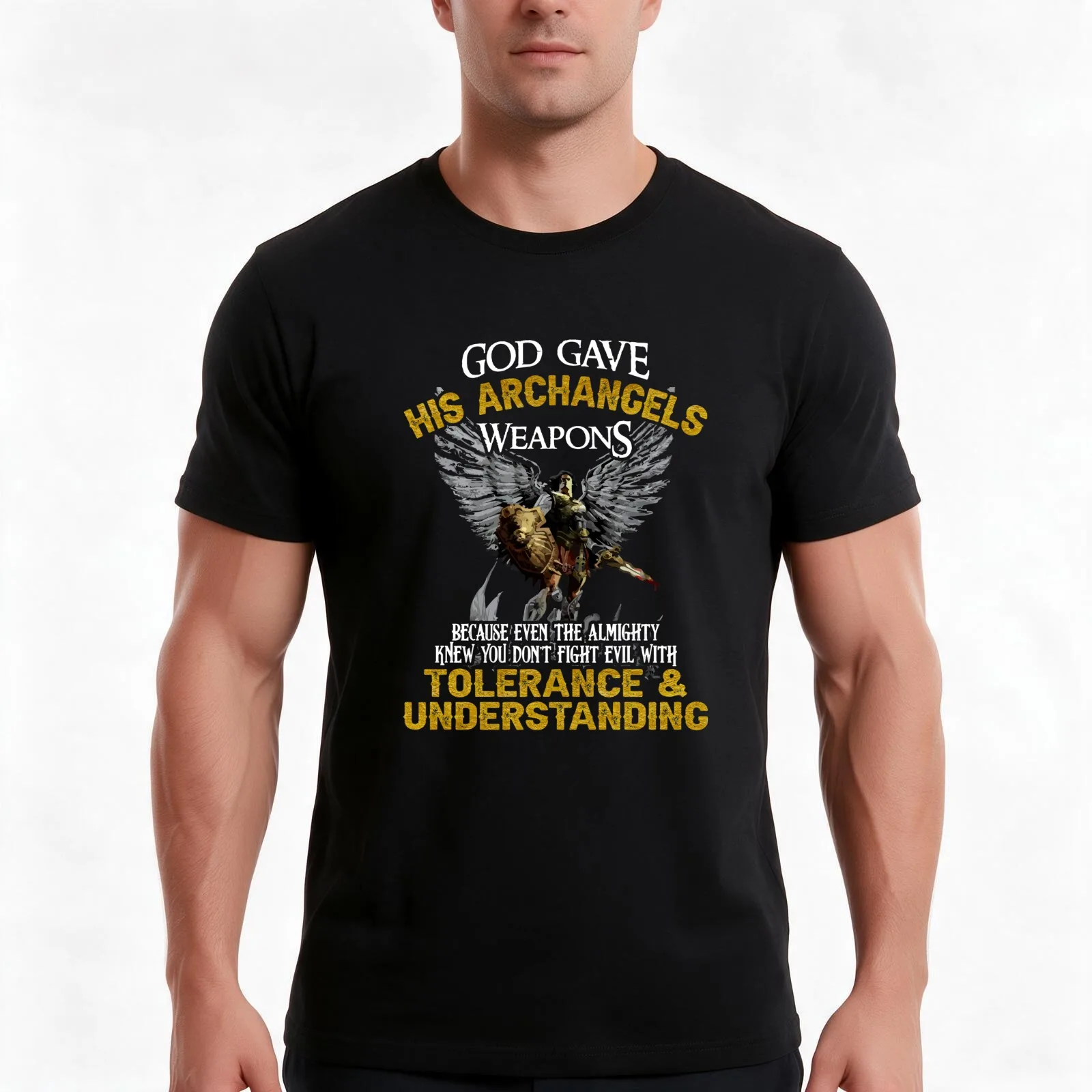 God Gave His Archangels Weapons - Funny T-Shirt, Summer Casual Cotton Tee, Oversized Streetwear Tops, Vintage Graphic Print