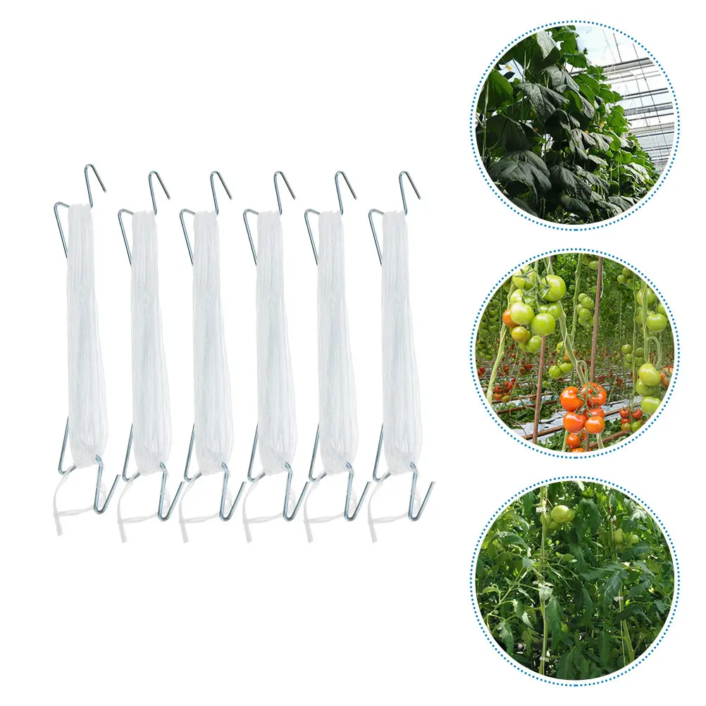 

6 Sets Indoor Plants Hook Rope Climbing Hooks Tomato Planting Rack Outdoor Garden Tomatoes Support White
