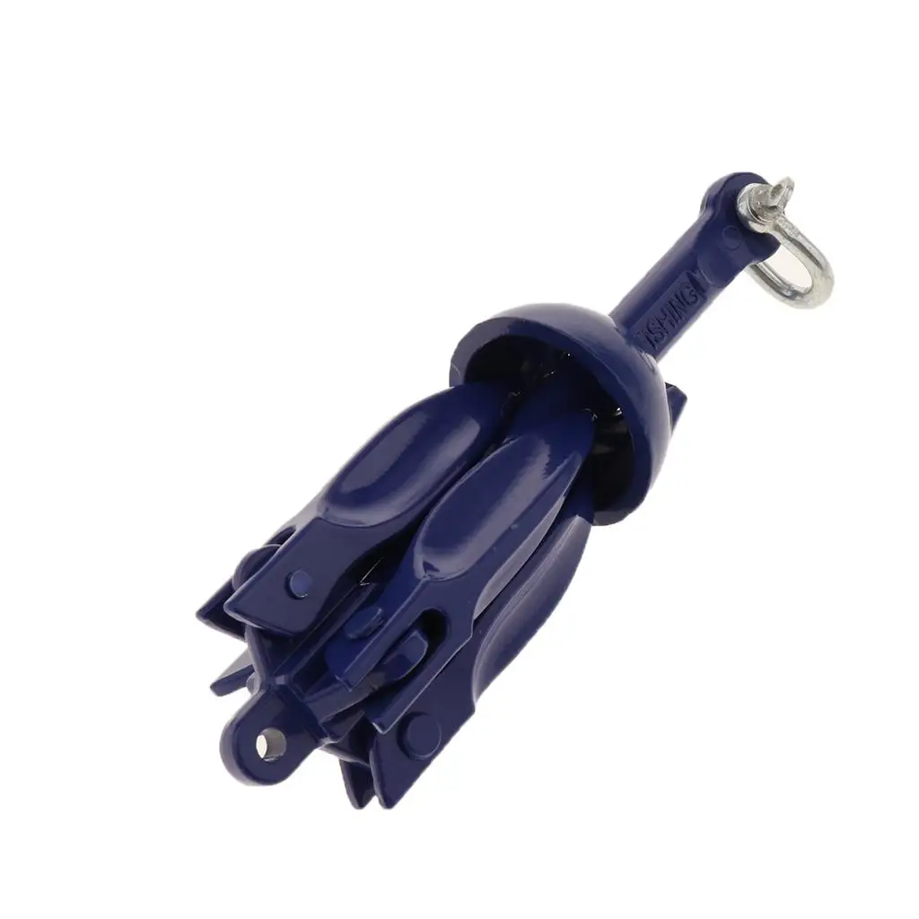 Ancla plegable de grapnel marino de 1,5 lb (0,7 kg) con revestimiento azul antioxidante, ideal para kayaks, canoas, balsa, tabla de Paddle