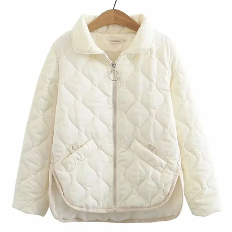 Abrigo de algodón de gran tamaño para mujer, chaqueta acolchada cálida de invierno, ropa de algodón a la moda para mujer, prendas de vestir exteriores Parker de moda con cremallera 4XL