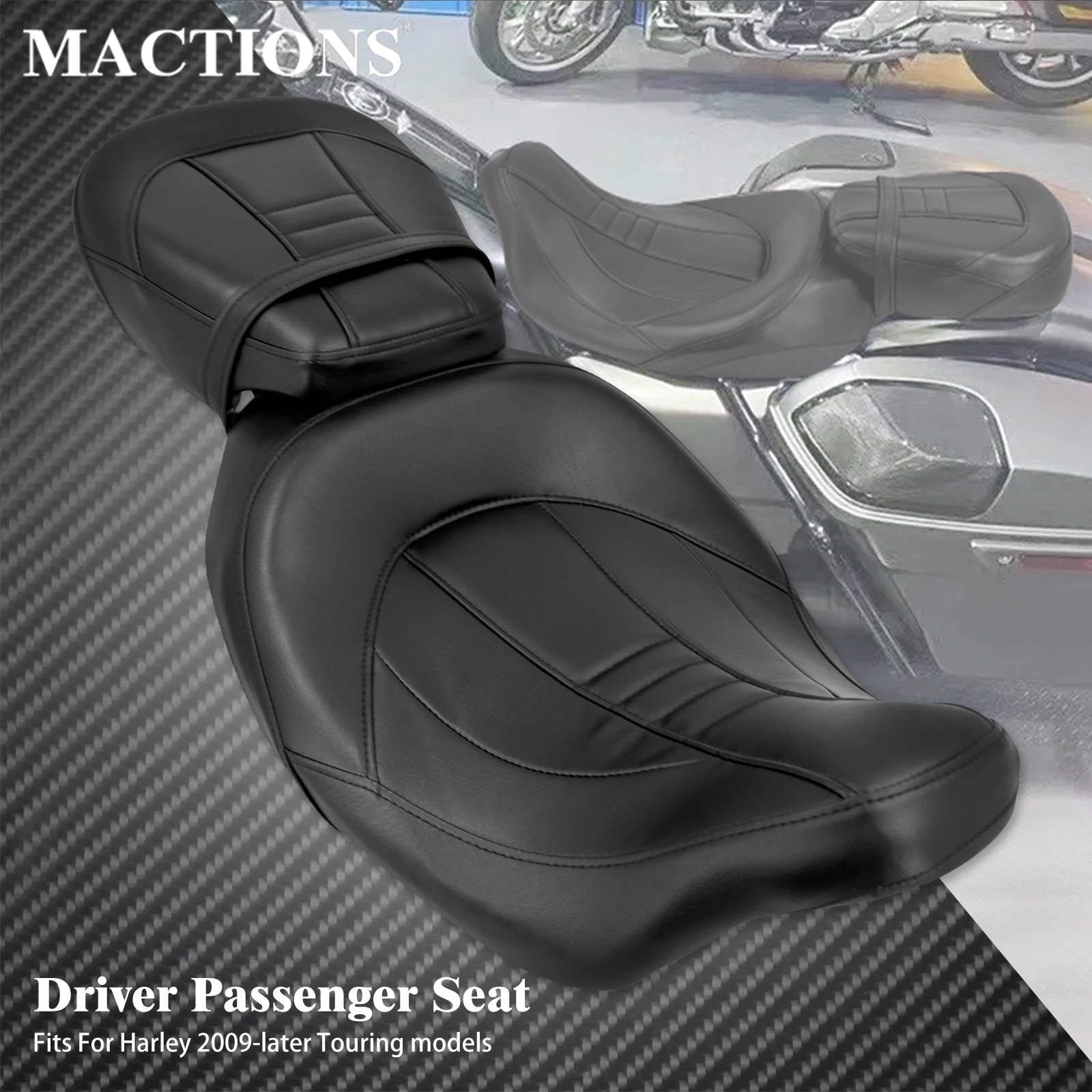 

Motorcycle Leather Front Driver Rear Passenger Seat Two-Up Seat For Harley Touring Road King CVO Electra Street Glide 09-23