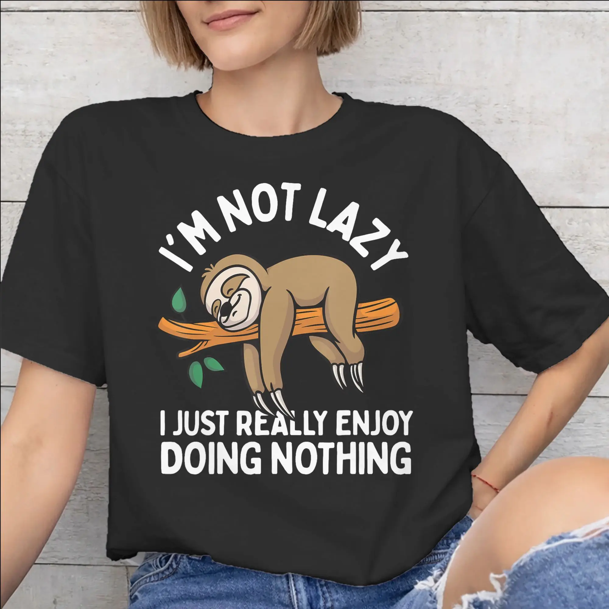 Men Women Graphic Printing I'm Not Lazy I Just Really Enjoy Doing Nothing  Tee T Shirt 100% Cotton  T-shirts Clothing