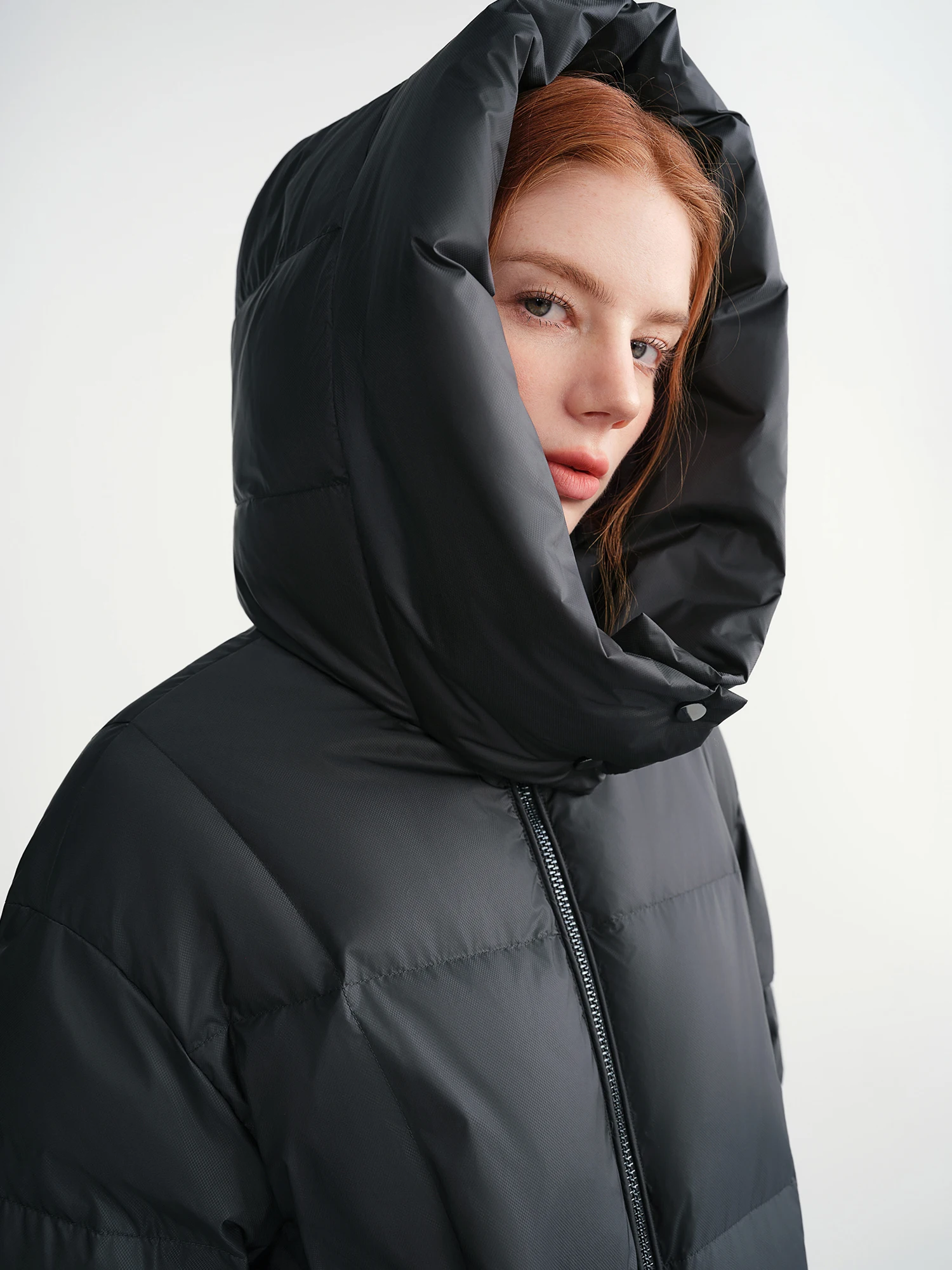 DUSHU Plus-Size Women's Quilted Long Down Jacket with Standing Collar and Hood Winter 2025 by Warmth Field White Duck Down Coats