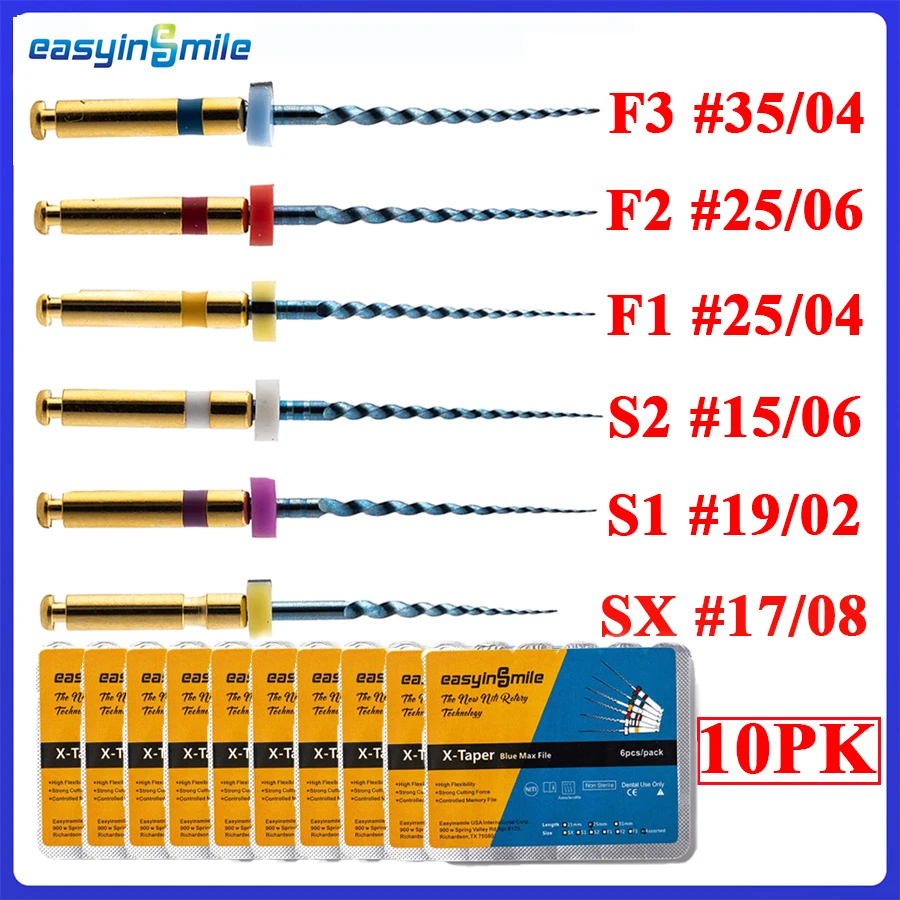 X-pro Blue 60pcs Easyinsmile Dental Endo Rotary Files X3-TAPER BLUE MAX Taper Endodoncia SX-F3 25MM  Engine Use Dentistry