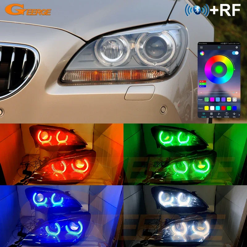 For BMW 6 Series F12 F13 650i 640i 640d M6 2011 - 2015 DTM M4 Style Bluetooth APP Multi Color RGB LED Angel Eyes Kit Halo Rings