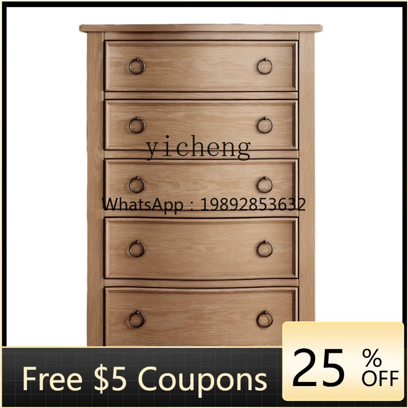 

Simple Solid Wood Chest of Drawers Retro Locker Small Apartment Bedroom Storage More than Chest of Drawer