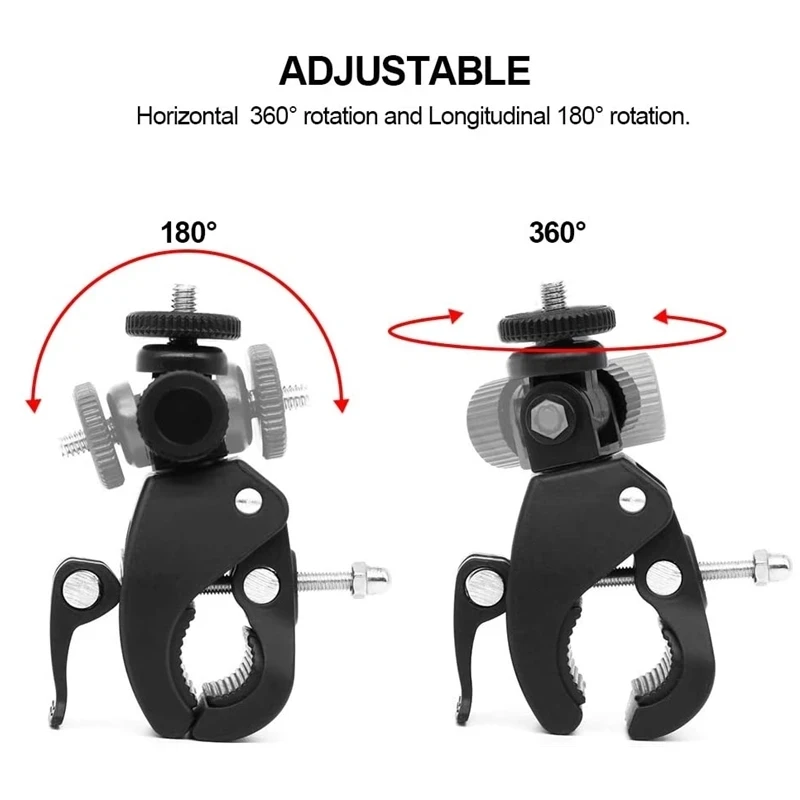 Motorcycle Handlebar Bicycle Mount Clip For Gopro Hero 12 11 10 9 8 7 6 5 4 Action Camera Bike 360 Degree Tripod Accessories