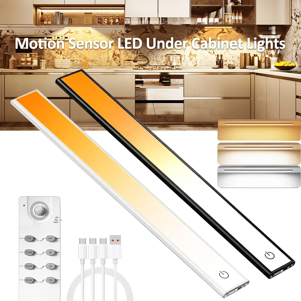 Motion Sensor Cabinet Lights Dimmable LED Night Light Wireless USB Rechargeable Led Tube Light for Wardrobe 3Colors Night Lamp