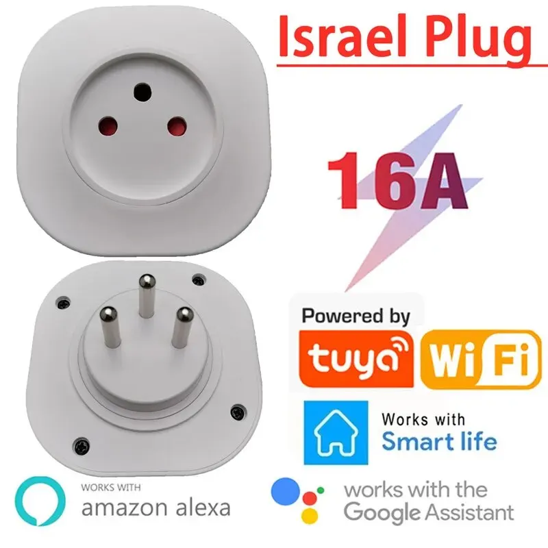 16A Israel Italy Swit Plug Smart Wifi Power Plug Wireless Socket Outlet Work with Alexa Google Home Assistant Tuya SmartLife APP