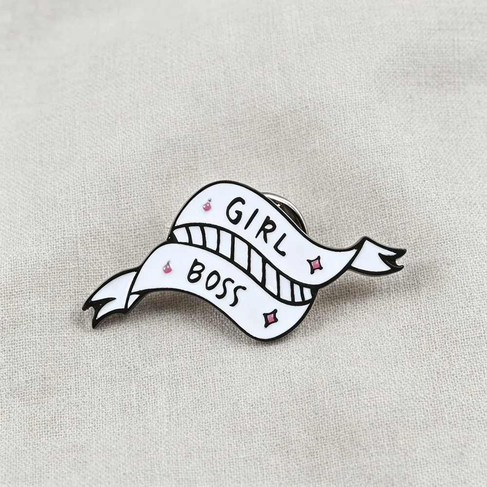 Girl Boss Banner Pin Sentence Streamer Badge Couple Pins Creative Clothes Enamel Lapel Icon Brooch Unisex Jewelry Dropshipping