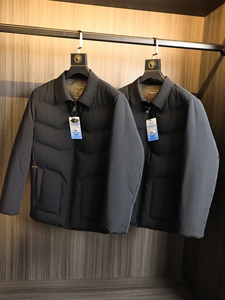 

Мужская пуховая куртка класса люкс: 90% пуха, водонепроницаемая, для активного отдыха, городской стиль, теплая, с откидным воротником, из утолщенной нейлоновой ткани