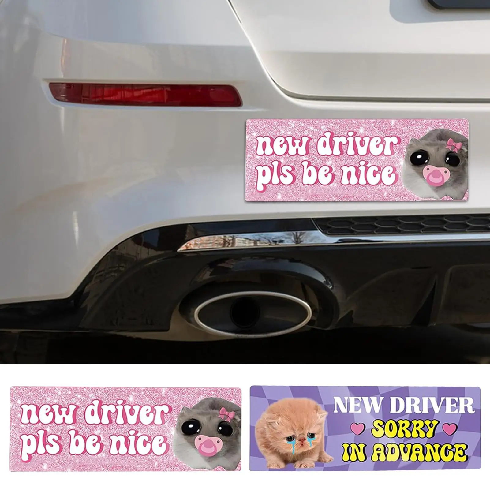 

Новая наклейка для водителя, пожалуйста, будьте хорошу, наклейка, забавный мем, дизайн с животными, многоразовая магнитная наклейка для нового водителя, автоаксессуары