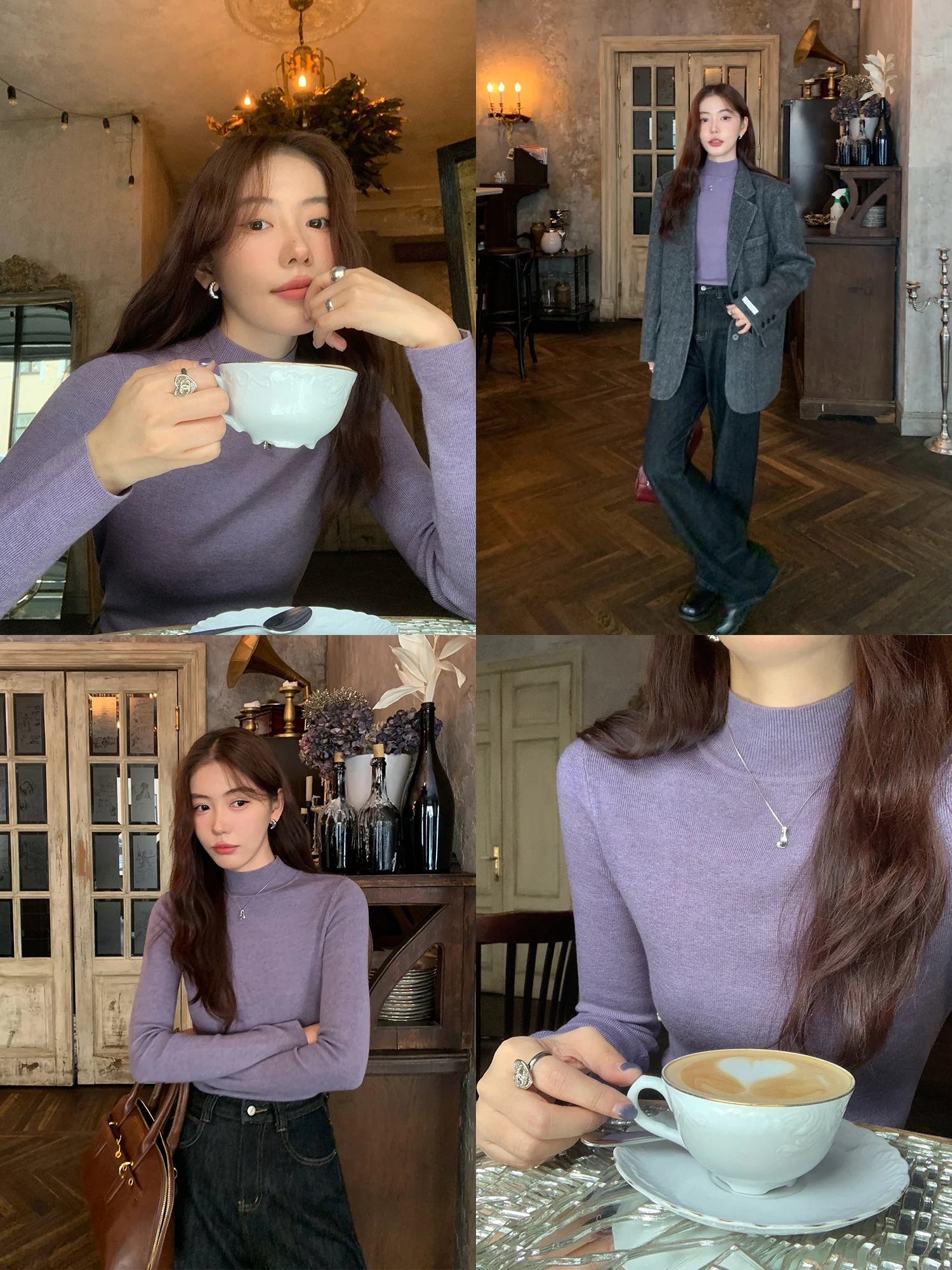 

Pusumede Women's Long Sleeve Knitted Top Half High Collar Base Layer Shirt Inner Wear Spring Autumn Partner Quality Upperwear