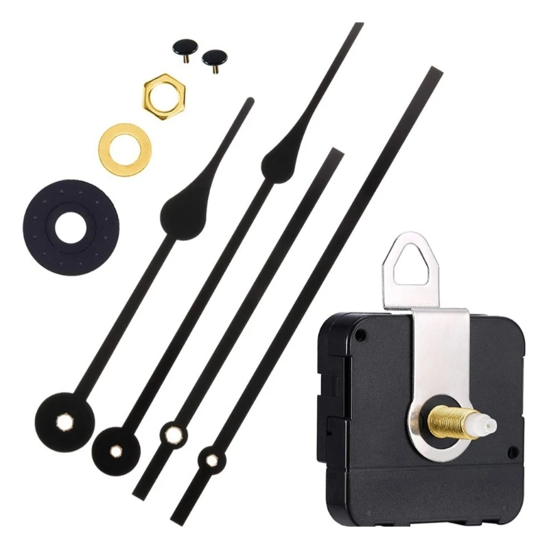 Wall Clock Movement Mechanism Kits with 2Pairs of Metal Hands High Accuracy Long Shafts for Customs Clock Repair Parts