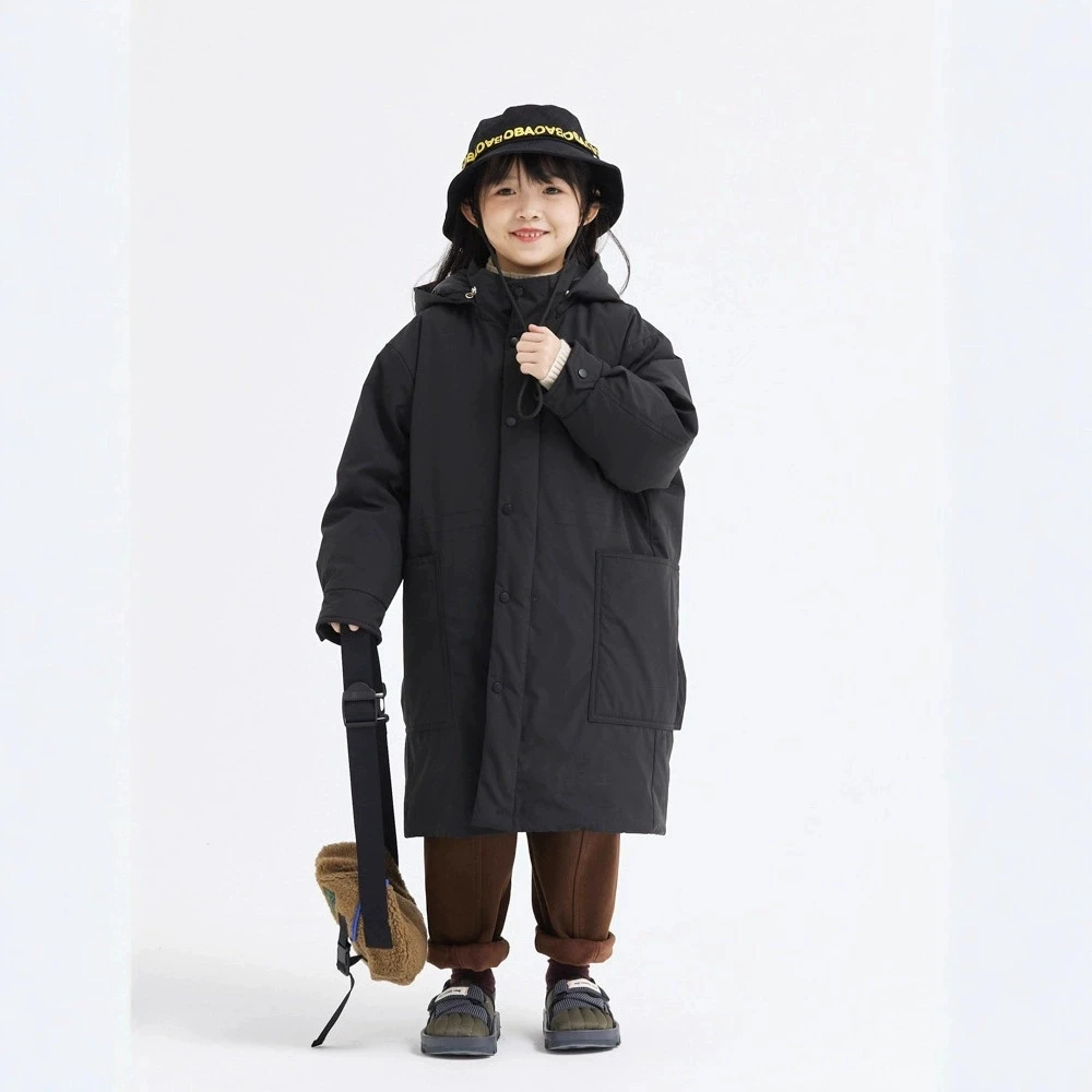 

Новинка 2023 года, детская удлиненная теплая ветрозащитная детская одежда, однотонная зимняя уличная зимняя одежда, хлопковая куртка для девочек, RM91