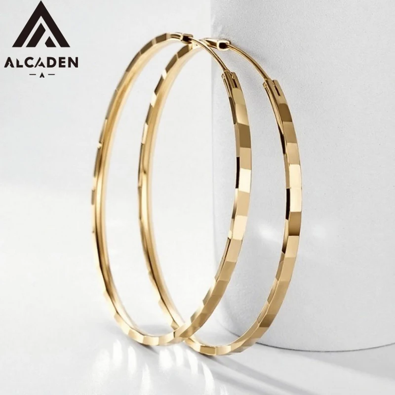 Fashion Classics Metal Big Circle Earrings for Women Stainless Steel Circle Girls Shiny Delicate Party  Jewelry