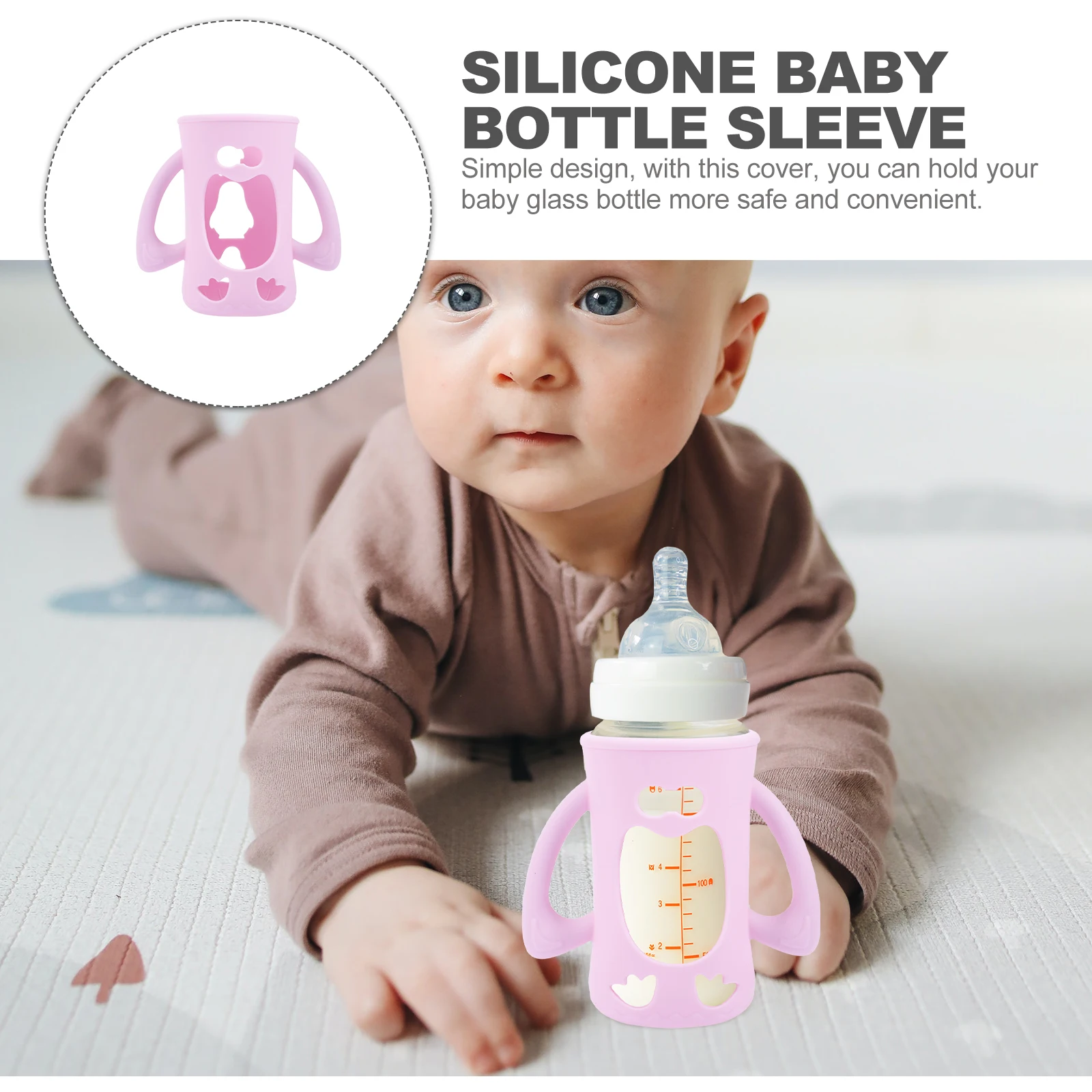 

Силиконовый чехол для детской бутылочки, чехол для бутылочки для кормления младенцев, прочный, износостойкий, портативный защитный стеклянный рукав