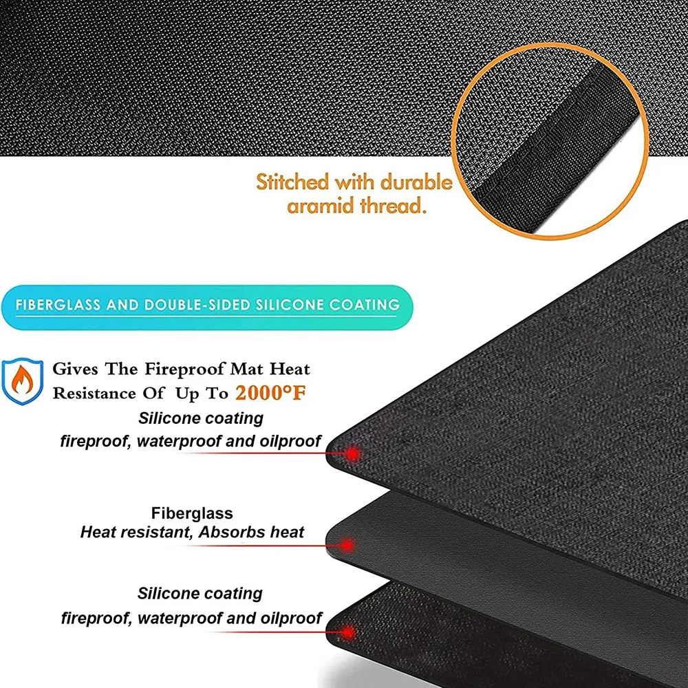 Large 65 x 48 inches Under Grill Mat, Double-Sided Fireproof Grill Pad, Oil-Proof Waterproof BBQ Protector for Decks and Patios