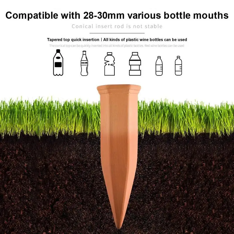 6pcs Plant Watering Device Clay Watering Spikes Automatic Plant Watering System Cone Shaped Self Flower Pot Watering Devices