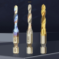 6pcs Tap Titanium Plated Hex Shank Drilling Bits HSS Screw Thread Metric Taping Screw Machine Tool M3-M10 Electric Drill Bit