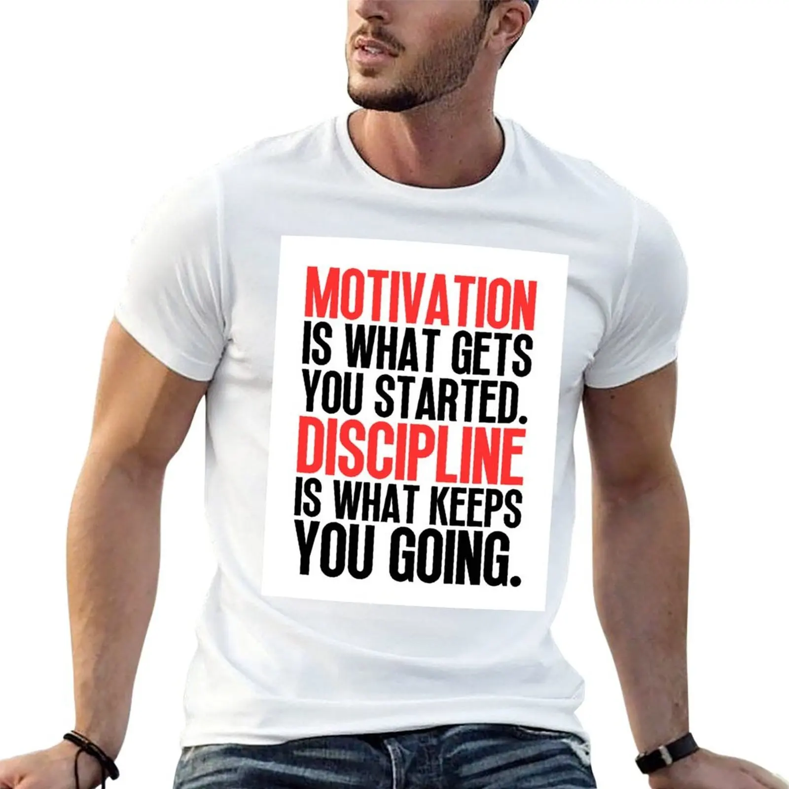 Motivation VS Discipline T-Shirt cotton t shirts man 100% t shirt for man t shirts for man pack cotton T-shirt