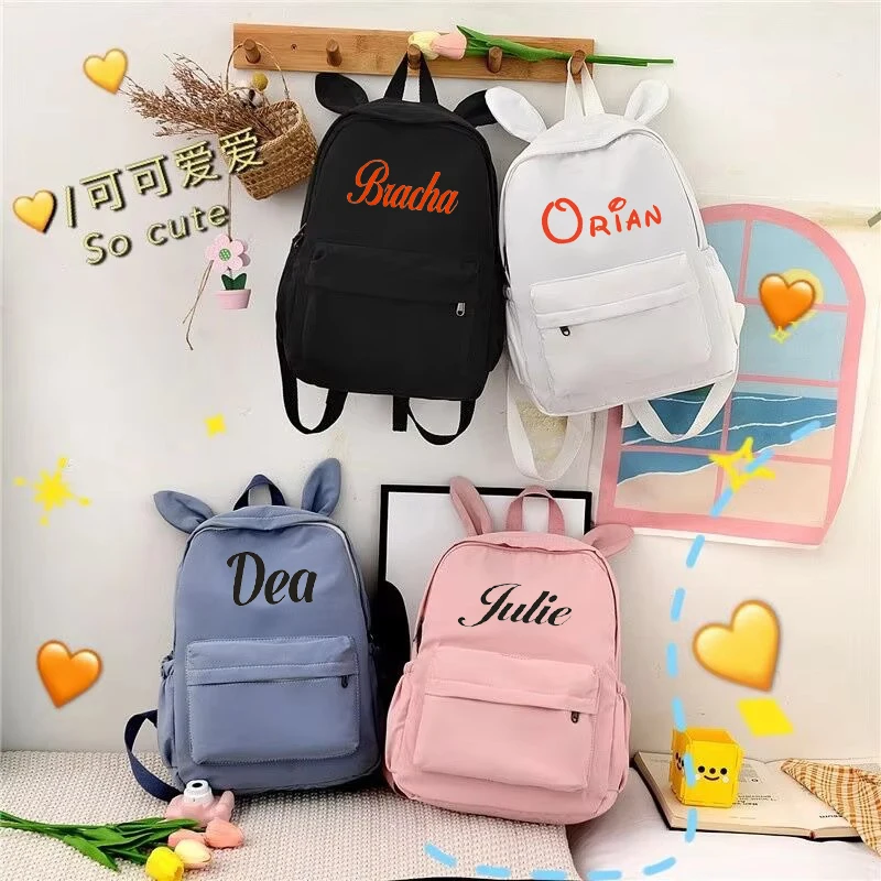 

Solid Color Rabbit School Student Backpack Personalized Kids Fashion Large Capacity Schoolbags Lightweight Backpack