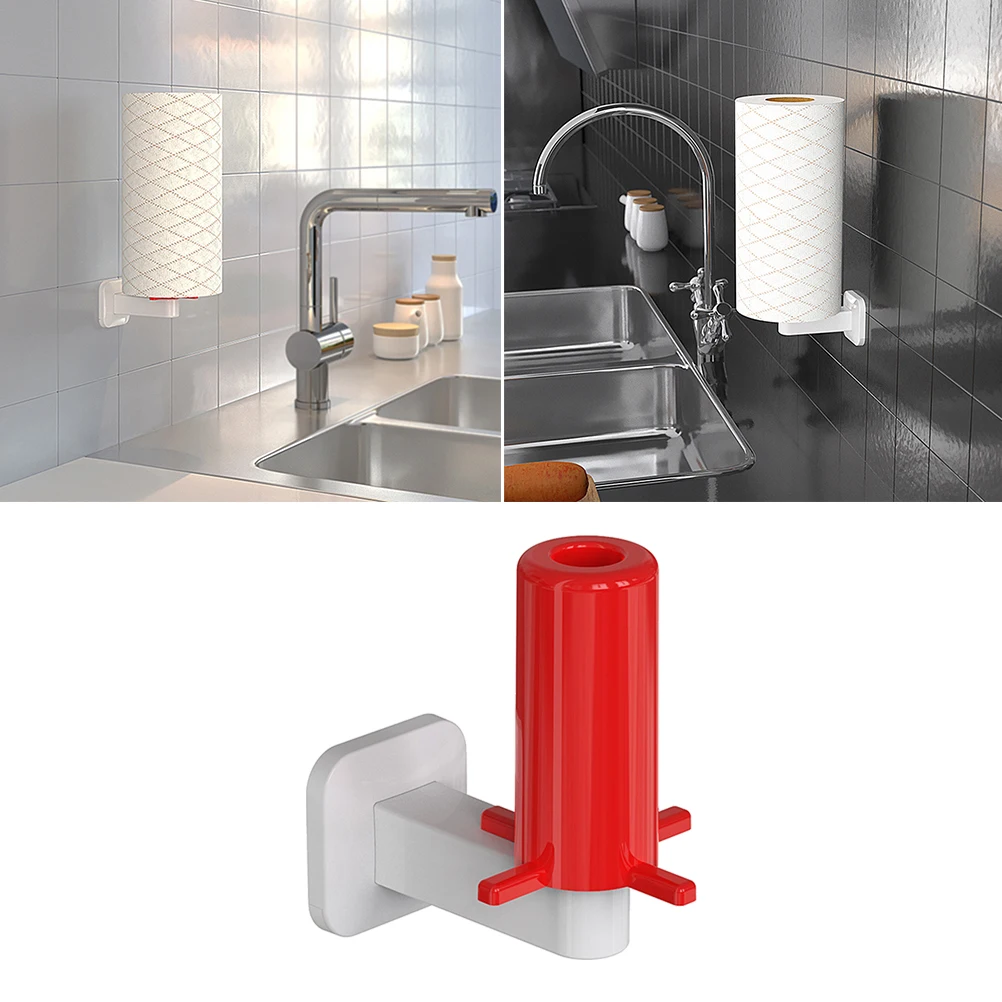 

Paper Towel Holder White Red Napkin Roll Punch Free Tear Kitchen Tissue Stand Plastic Non Toxic Rust Proof
