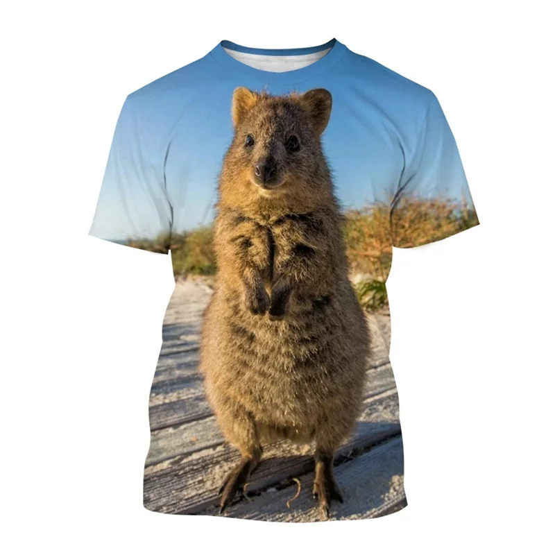 Australia Quokka T-Shirts For Men Casual Animal Graphics 3D Print Women Classic Tee Round Neck Short Sleeve Tops Kids Clothing