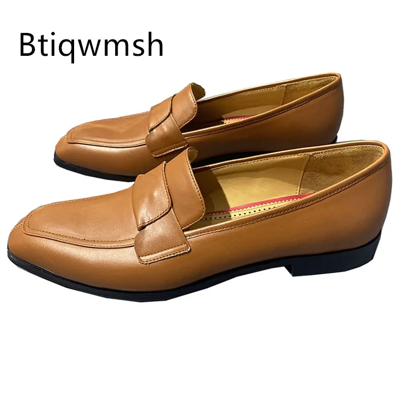 

Brown Leather Loafer Shoes Man Pointed Toe Slip On Slip On Flats Male Fashion Dress Shoes
