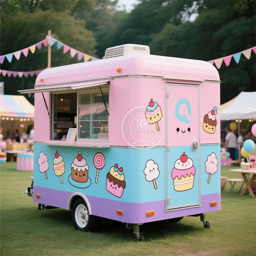 

Mobile Food Truck Trailer Fully Equipped Custom Size Color Mobile Kitchen Hot Dog Cart Concession Fast Food Truck For Sale