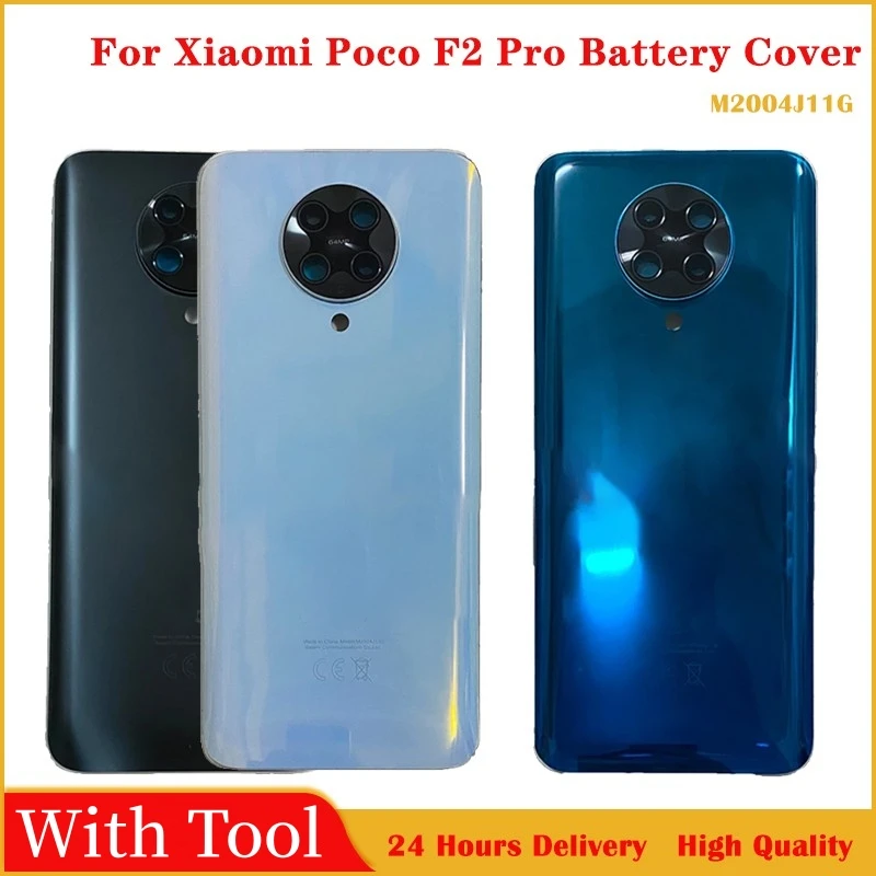 

New Battery Back Cover Glass Rear Door Replacement Housing For Xiaomi Mi Poco F2 Pro Rear Cover With LOGO Glue Adhesive