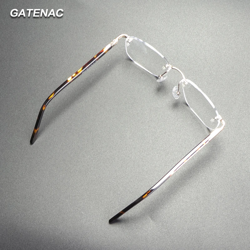 Gatenac بدون إطار نظارات للقراءة الرجال مكافحة الضوء الأزرق اللونية بدون شفة إطار نظارات مخصصة الطبية قصر النظر نظارات