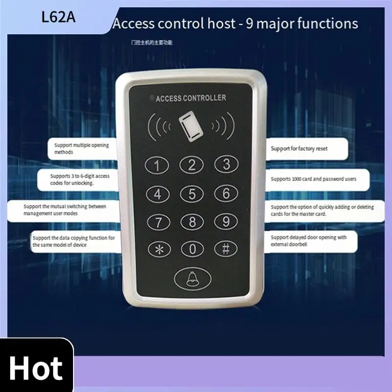 

L62A EM4100 TK4100 RFID Keypad Access Control System Waterproof Outdoor Cover Keyfobs Door Opener For LOCK Keyboard