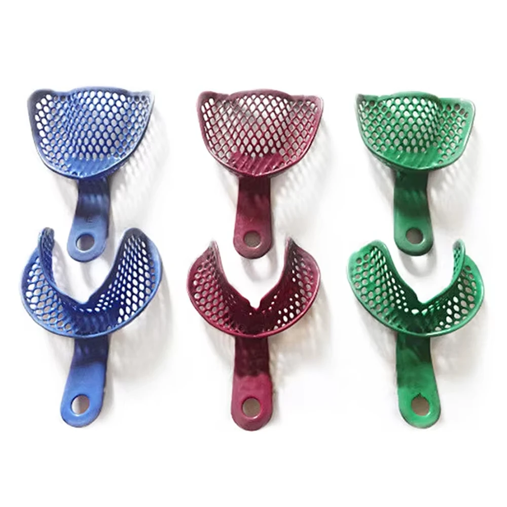 

5Sets X 6Pcs Dental Impression Trays Edentulous Jaw Tray L/M/S Metal Tray Without Mesh Dentistry Lab Material Teeth Holder